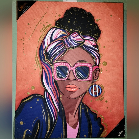 Oliver Gal Lux Glitter Embellishment H  Logo Wall Art Decor multicolor - Picture 7 of 8